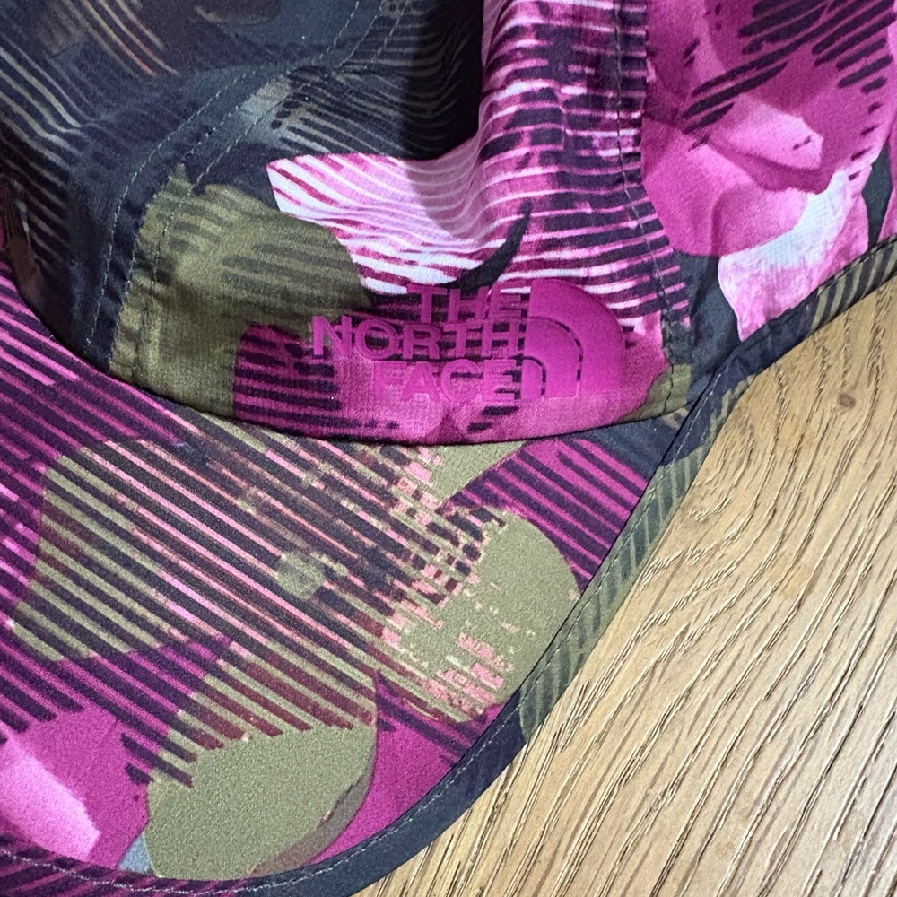 The North Face Pink Camo Baseball Cap with Olive Accents - Picture 2 of 7